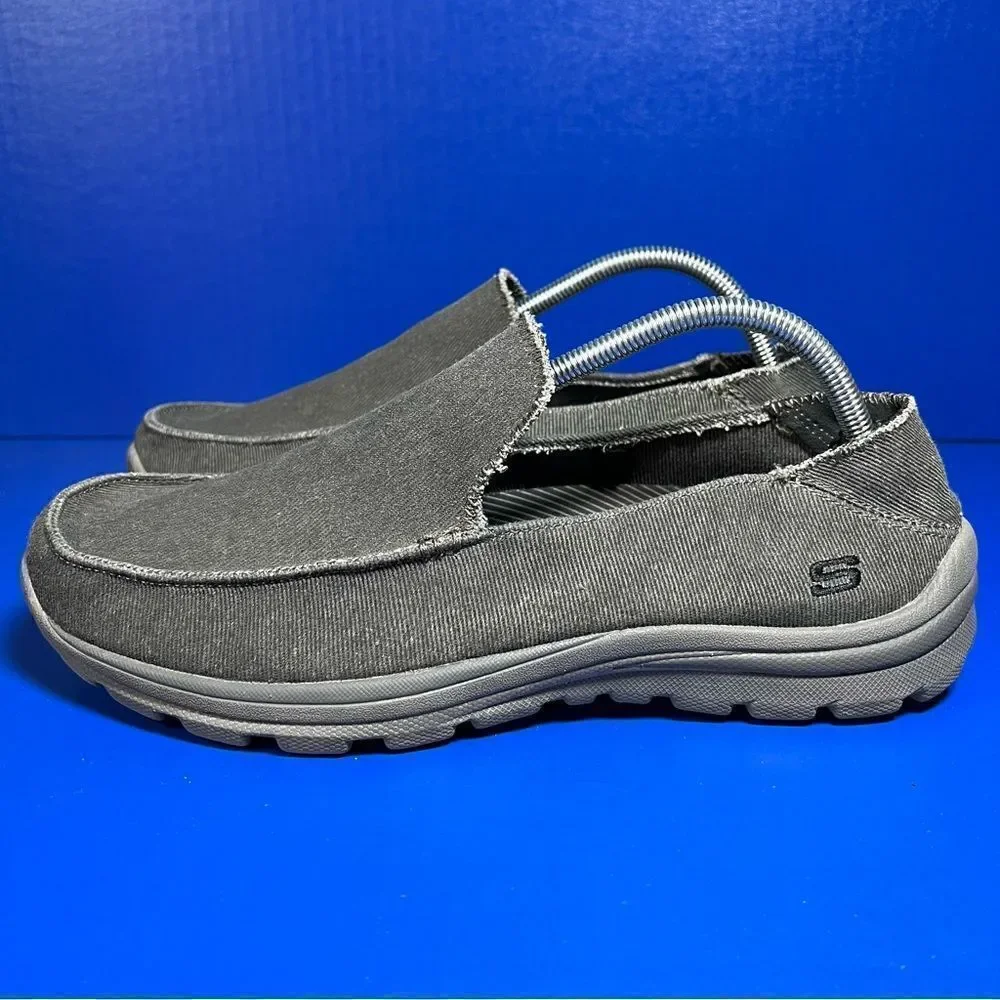 Skechers Superior Relaxed Fit‎ Canvas Slip On Loafers Grey Mens 10.5